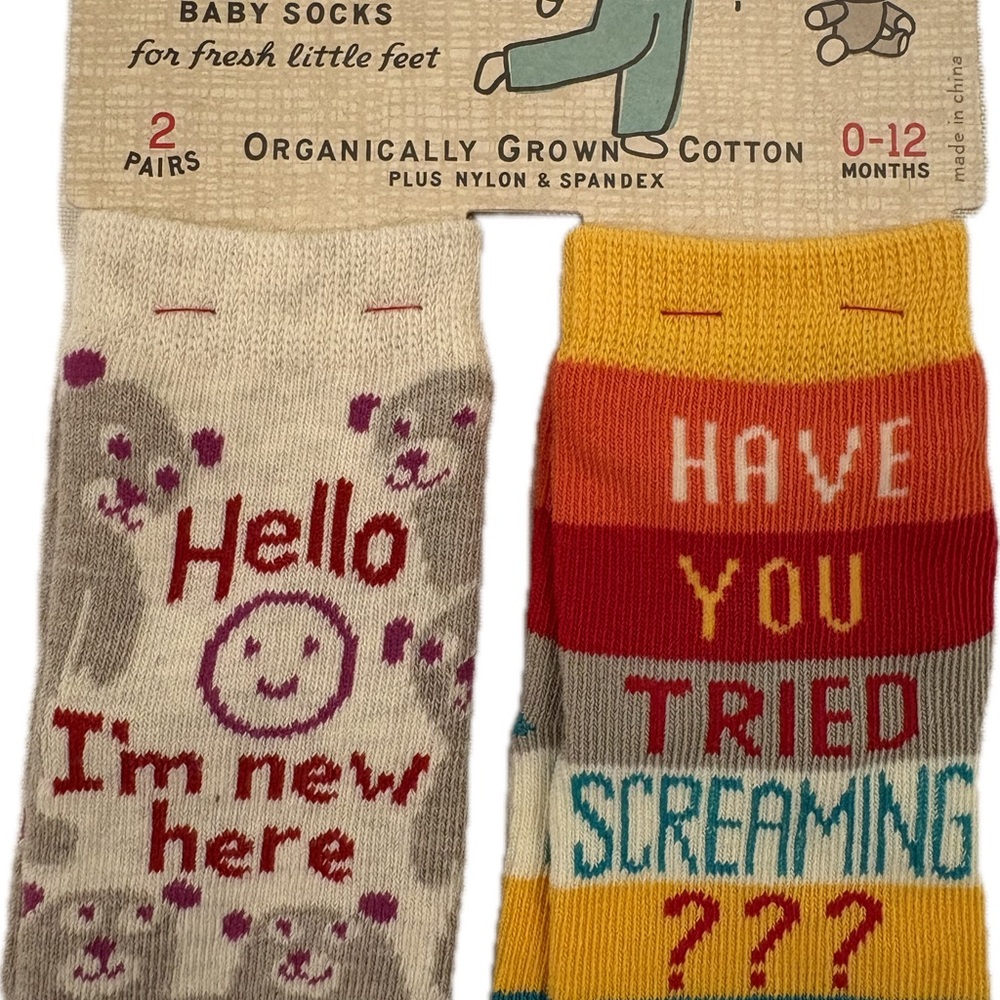NWT Blue Q organic Baby Socks - Playful funny socks Multicolor Set 0-12m